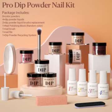 AZUREBEAUTY 18Pcs Dip Powder Nail Kit - Perfect for DIY Manicures