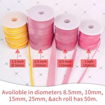 LEREATI Satin Bias Tape 1 Inch x 55 Yards - Double Fold