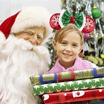 LSHDXD Christmas Mouse Ears Bow Headband for Parties