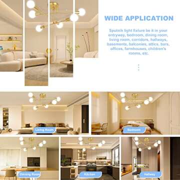 CANMEIJIA Modern Sputnik Chandelier, Ceiling Light Fixture Flush Mount 6-Lights Gold Chandeliers for Living Room Bedroom Dining Room Kitchen, Mid Century Chandeliers, E26 Base, Bulbs Not Included