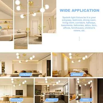 CANMEIJIA Modern Sputnik Chandelier, Ceiling Light Fixture Flush Mount 6-Lights Gold Chandeliers for Living Room Bedroom Dining Room Kitchen, Mid Century Chandeliers, E26 Base, Bulbs Not Included