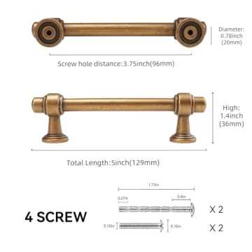 POVEFONK Antique Brass Cabinet Handles Set of 10