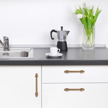 POVEFONK Antique Brass Cabinet Handles Set of 10