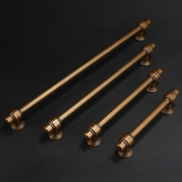 POVEFONK Antique Brass Cabinet Handles Set of 10