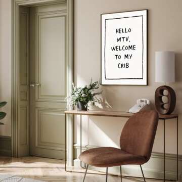 Trendy Wall Art Welcome Posters Eclectic Home Decor Hello MTV, Welcome to My Crib Art Print Funky Ec...