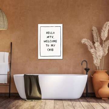 Trendy Wall Art Welcome Posters Eclectic Home Decor Hello MTV, Welcome to My Crib Art Print Funky Eclectic Gallery Wall Art Prints for Bedroom Living Room Aesthetic Wall Art Print 16x24in Unframed