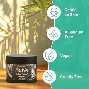 PiperWai Natural Deodorant w/Activated Charcoal | Odor Protection, Vegan, Aluminum Free, Shark Tank Product for Women & Men | Great for Travel, & Gifts | 50g Scented Single Jar