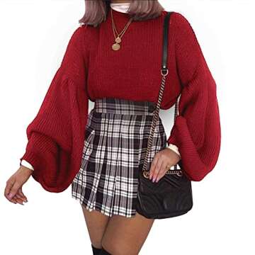PRETTYGARDEN Women's Oversize Sweaters Loose Drop Shoulder Lantern Sleeve Round Neck Fashion Pullove...