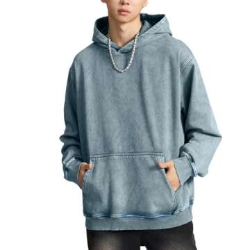 FAIABLE Mens Hoodies Pullover Oversized Hoodie Plush Fleece Hooded Sweatshirt Vintage Heavyweight Ho...