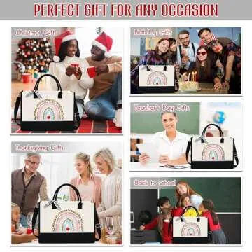 OASSIE Teacher Bag Appreciation Gifts for Women - Teachers Day, Graduation, Back to School, Birthday, Christmas, Thank You Gifts for Women, Friends, Coworkers - 13 oz Canvas Tote Bag with Zipper