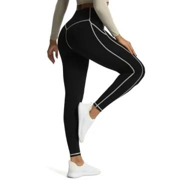 Aoxjox High Waisted Workout Leggings - Perfect for Exercise & Yoga (Black/Mink)