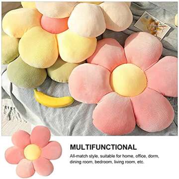 Tykoo Cute Flower Cushion Pillow Sofa Cushion Throw Pillow Indie Room Decor for Teans Tweens Girls Lovely Plush Stuffed Toy for Kids Reading Nook Watching TV Bed Room (Green Petals, 40cm)