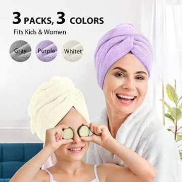 YFONG Larger Microfiber Hair Towel Wrap for Women in Purple