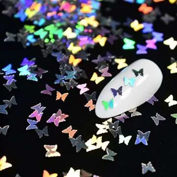 EchiQ Splarkly Laser Butterfly Nail Sequin Acrylic Paillettes Holographic Nail Sparkle Glitter Sheets Tips Nail Art Decoration