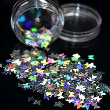 EchiQ Splarkly Laser Butterfly Nail Sequin Acrylic Paillettes Holographic Nail Sparkle Glitter Sheets Tips Nail Art Decoration