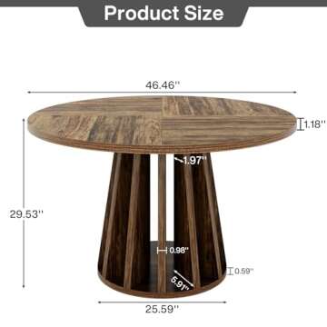 Tribesigns Round Dining Table for 4, 47-Inch Large Circle Kitchen Table, Farmhouse Dinner Table with...