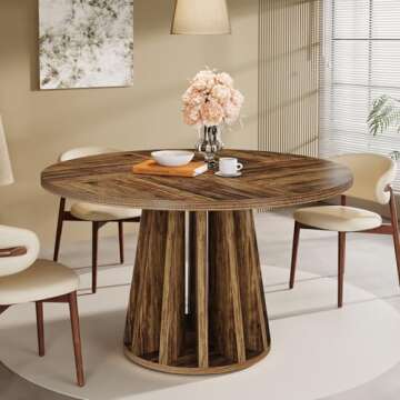 Tribesigns Round Dining Table for 4 with Pedestal Base
