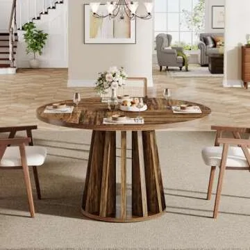 Tribesigns Round Dining Table for 4 with Pedestal Base