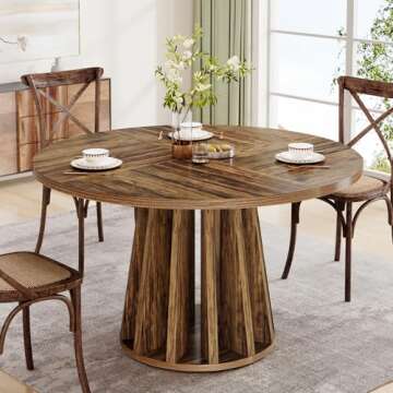 Tribesigns Round Dining Table for 4 with Pedestal Base