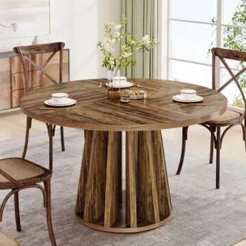 Tribesigns Round Dining Table for 4 with Pedestal Base