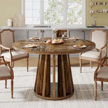 Tribesigns Round Dining Table for 4 with Pedestal Base