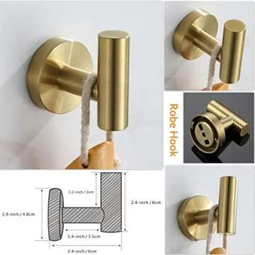 VELIMAX Stainless Steel Bathroom Hardware Set in Gold