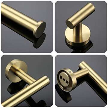 VELIMAX Stainless Steel Bathroom Hardware Set in Gold
