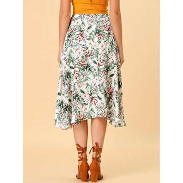 Allegra K Floral Beach Wrap Midi Skirt for Women