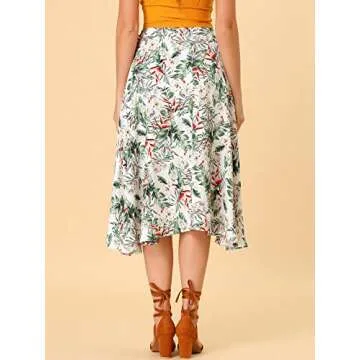 Allegra K Floral Beach Wrap Midi Skirt for Women