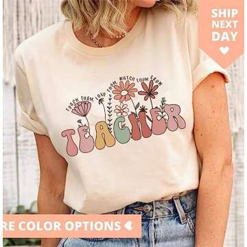 Women Teach Them Love Them Watch Them Grow Wildflower Teacher Shirts Summer Inspirational Teaching H...