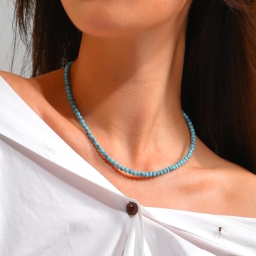 Wremily Turquoise Beaded Necklace for Women