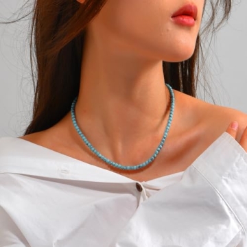 Wremily Turquoise Beaded Necklace for Women