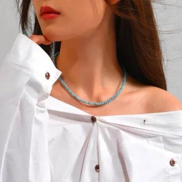 Wremily Turquoise Beaded Necklace for Women