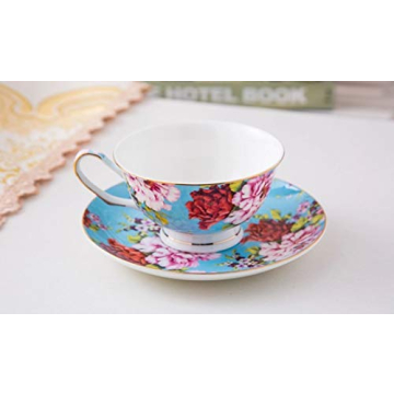 BTaT Floral Tea Cups and Saucers Set of 4 - Gift-Ready