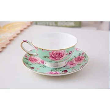 BTaT Floral Tea Cups and Saucers Set of 4 - Gift-Ready