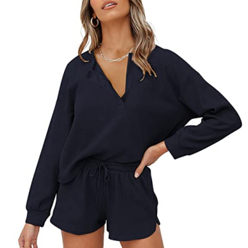 Lingswallow Women Waffle Lounge Set - Stylish and Cozy