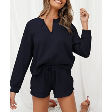 Lingswallow Women Waffle Lounge Set - Stylish and Cozy