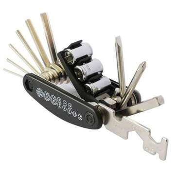 Mocaboutu 16 in 1 Bike Repair Tools Kit - Compact Design, Multifunctional Bicycle Repair Tool Set for Tire, Chain, Spoke, and More - Multifunctional Folding Bicycle Repair Combination