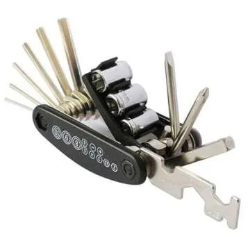 Mocaboutu 16 in 1 Bike Repair Tools Kit - Compact Design, Multifunctional Bicycle Repair Tool Set for Tire, Chain, Spoke, and More - Multifunctional Folding Bicycle Repair Combination