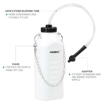 PESIKO 1L Brake Bleeder Bottle: One-Person Kit with Connector and 24 Inch Hose