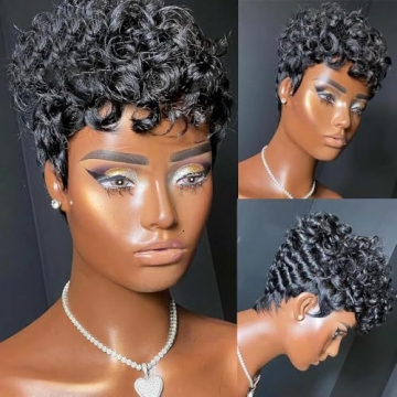StarsTears Curly Pixie Cut Wig - Short Bob Wig for Black Women