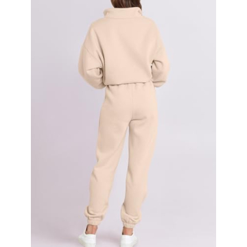 ANRABESS Women 2 Piece Outfits Sweatsuit Oversized Half Zip Sweatshirt Jogger Sweatpants Tracksuit Lounge Set 2024 Clothes