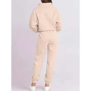 ANRABESS Women 2 Piece Outfits Sweatsuit Oversized Half Zip Sweatshirt Jogger Sweatpants Tracksuit Lounge Set 2024 Clothes