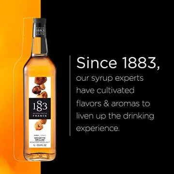 1883 Routin Roasted Hazelnut Syrup, Glass Bottle, 33.8 Ounce