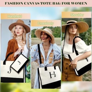 AUNOOL Large Tote & Makeup Bag Set - Personalized Gift for Women