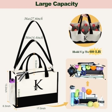 AUNOOL Large Tote & Makeup Bag Set - Personalized Gift for Women