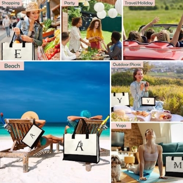 AUNOOL Large Tote & Makeup Bag Set - Personalized Gift for Women