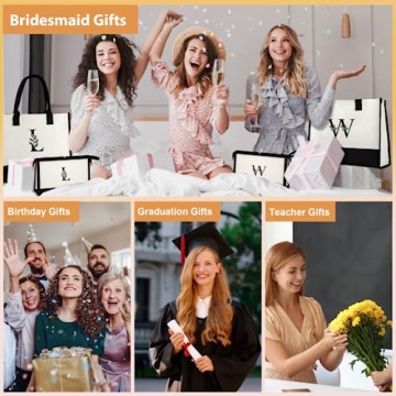 AUNOOL Large Tote & Makeup Bag Set - Personalized Gift for Women