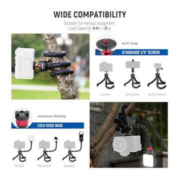 NEEWER T91 Flexible Tripod for iPhone Mini Cellphone Tripod Stand for Vlog, Magic Arms/Shutter/Phone...