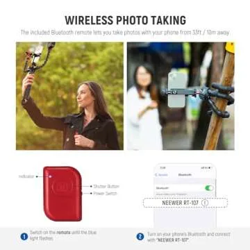 NEEWER T91 Flexible Tripod for iPhone Mini Cellphone Tripod Stand for Vlog, Magic Arms/Shutter/Phone Clamp/Action Camera Mount Compatible with GoPro